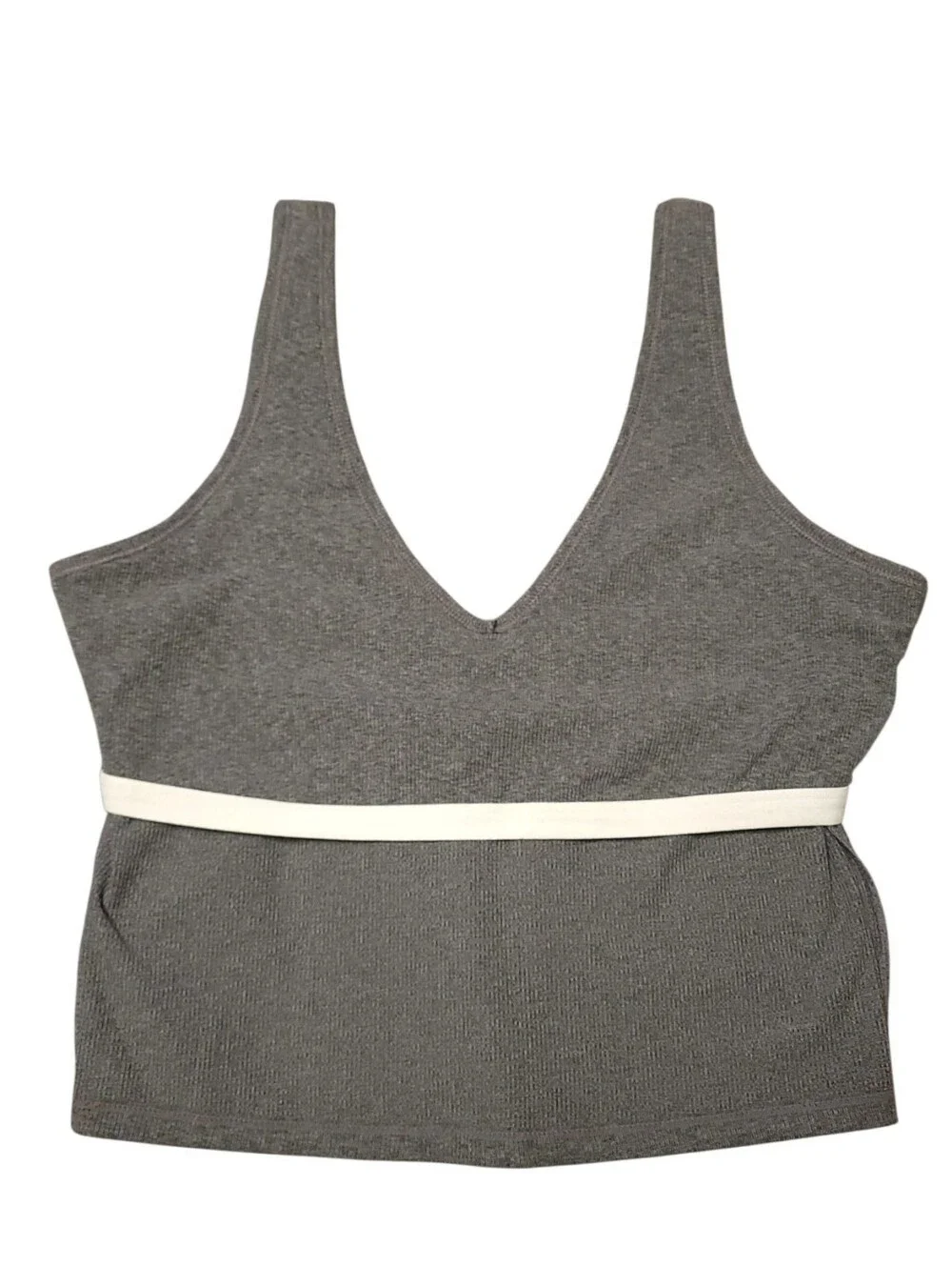 GAPfit V-Neck Ribbed Crop Tank with Shelf-bra Lining, Small - Picture 3 of 5
